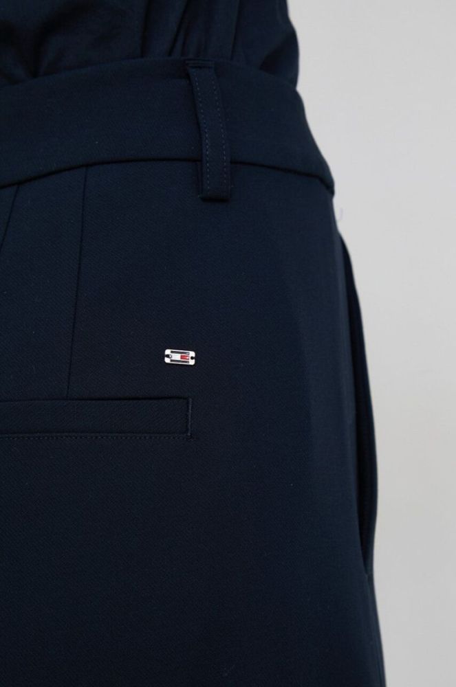 Штани Tommy Hilfiger жіночі колір синій широке висока посадка (3036343) фото 4