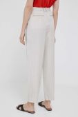 Штани з домішкою льону Tommy Hilfiger колір бежевий пряме висока посадка (3207827)