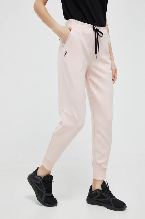 Спортивні штани On-running колір рожевий однотонні
