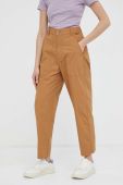 Штани G-Star Raw жіночі колір коричневий пряме висока посадка