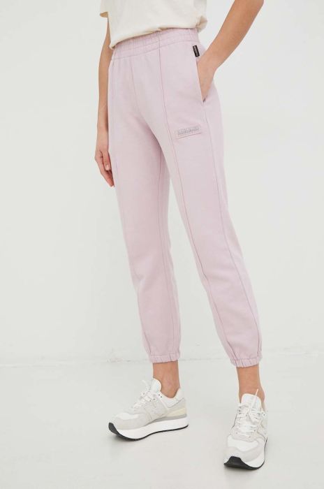 Бавовняні спортивні штани Napapijri жіночі колір рожевий однотонні