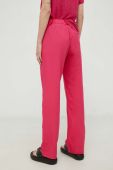 Штани з домішкою льону Samsoe Samsoe колір рожевий пряме середня посадка