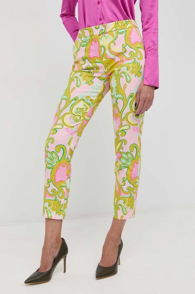 Штани Luisa Spagnoli жіночі пряме висока посадка колір барвистий