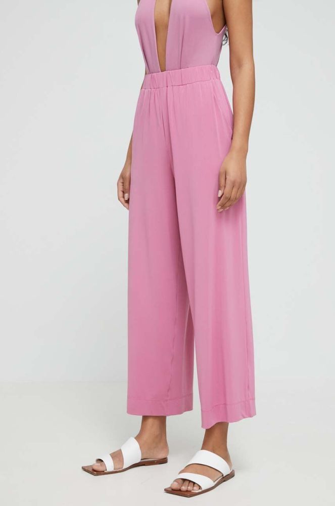 Пляжні штани Max Mara Beachwear жіночі колір рожевий