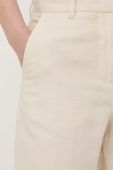 Льняні штани Weekend Max Mara колір бежевий кюлоти висока посадка