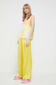 Штани Stine Goya жіночі колір жовтий широкі висока посадка