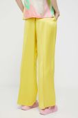 Штани Stine Goya жіночі колір жовтий широкі висока посадка