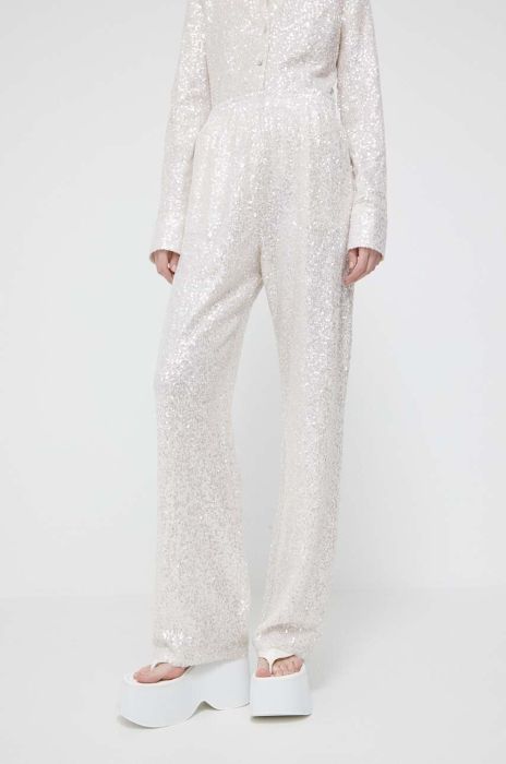 Штани Stine Goya жіночі колір бежевий широке висока посадка