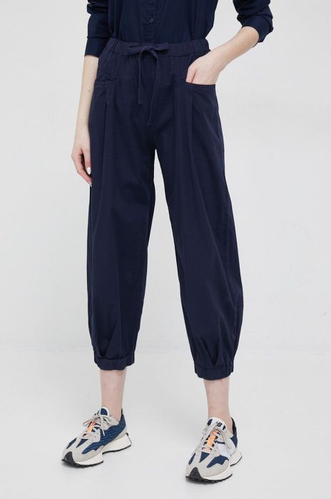 Штани Deha жіночі колір синій висока посадка