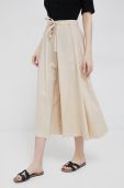 Штани Deha жіночі колір бежевий широке висока посадка