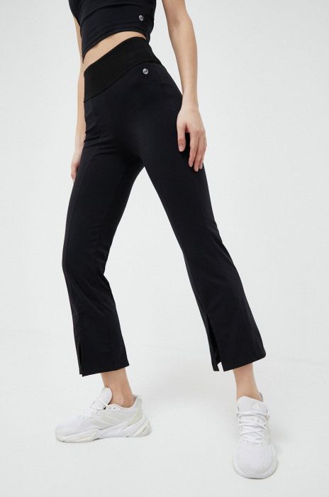 Штани Deha жіночі колір чорний кльош висока посадка (3136374)