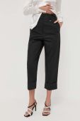 Бавовняні штани Patrizia Pepe колір чорний широке висока посадка (3218477)