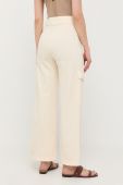 Штани з домішкою льону Patrizia Pepe висока посадка колір бежевий
