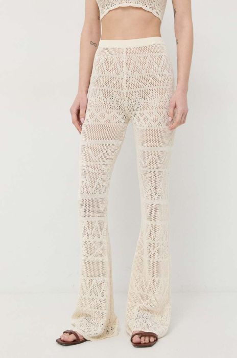 Штани Patrizia Pepe жіночі колір бежевий кльош висока посадка (3104228)