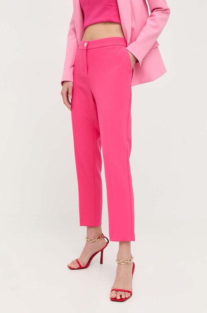 Штани Morgan жіночі колір рожевий облягаюче висока посадка (3285244)