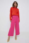 Штани Artigli жіночі колір рожевий широке висока посадка