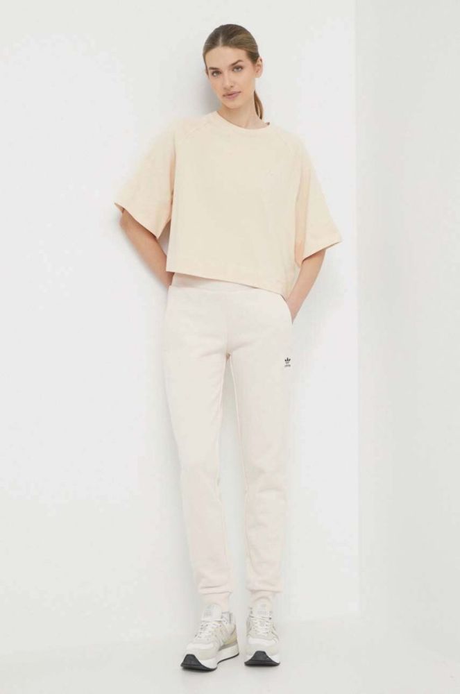 Бавовняні спортивні штани adidas Originals колір бежевий однотонні IA6477-cream фото 2
