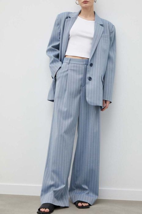 Штани Gestuz жіночі широке висока посадка колір блакитний