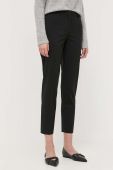Вовняні штани BOSS колір чорний фасон сигарети висока посадка