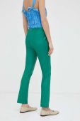 Шкіряні штани 2NDDAY жіночі колір зелений пряме висока посадка