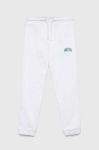 Дитячі бавовняні штани Guess колір білий однотонні