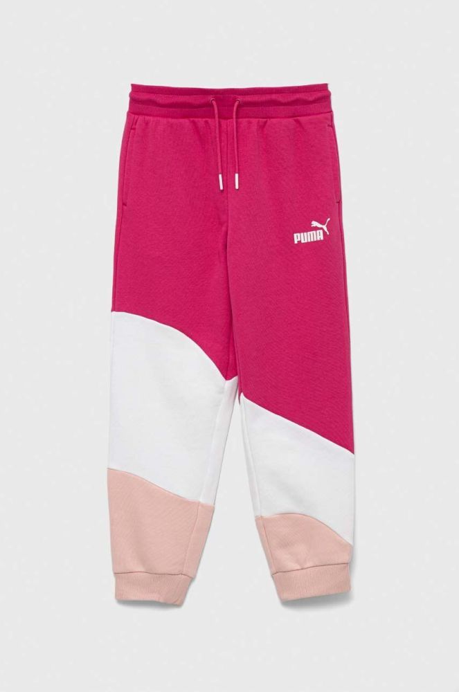 Дитячі спортивні штани Puma PUMA POWER Cat High Waist Pants TR G колір рожевий візерунок