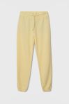Дитячі бавовняні штани United Colors of Benetton колір жовтий однотонні (3391753)
