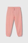 Дитячі бавовняні штани United Colors of Benetton колір рожевий однотонні (3391741)