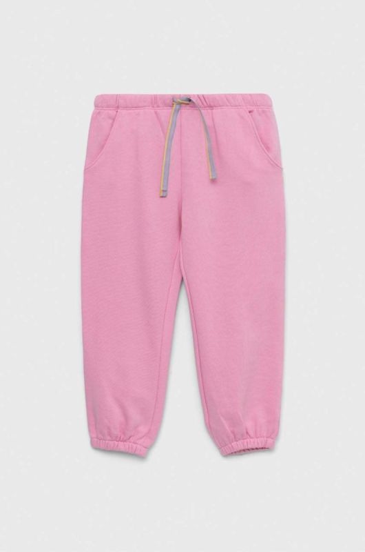 Дитячі бавовняні штани United Colors of Benetton колір рожевий однотонні (3036400)