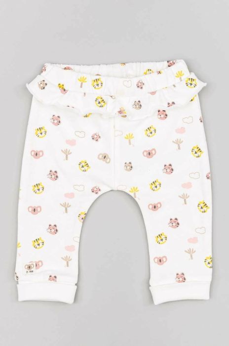 Дитячі спортивні штани zippy колір білий однотонні