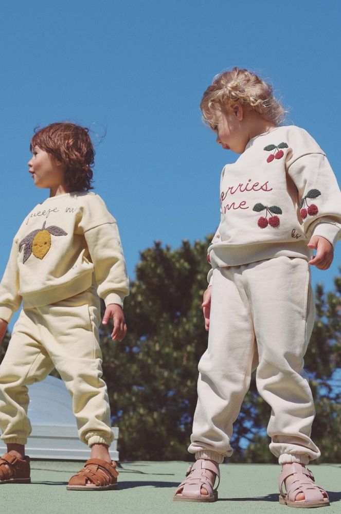 Дитячі спортивні штани Konges Sl?jd колір бежевий однотонні (3095316)