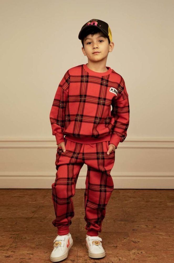 Дитячі бавовняні штани Mini Rodini колір червоний візерунок фото 6