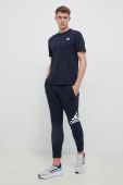 Бавовняні спортивні штани adidas колір синій з принтом (3009187)
