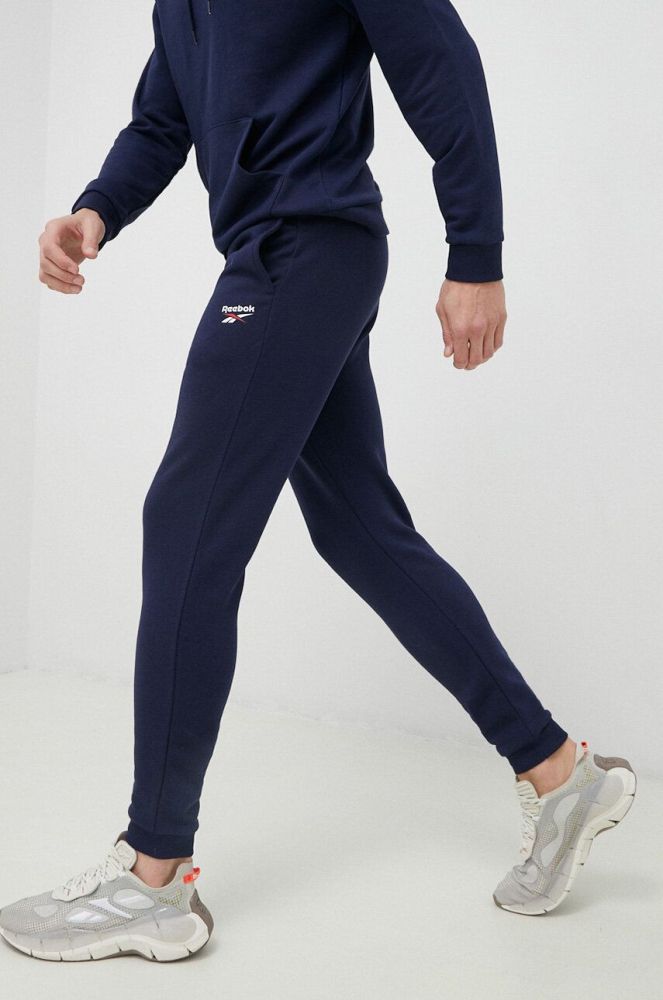 Спортивні штани Reebok колір синій однотонні (3009195)