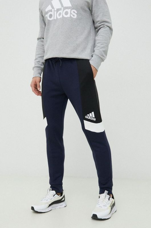 Спортивні штани adidas чоловічі колір синій візерунок