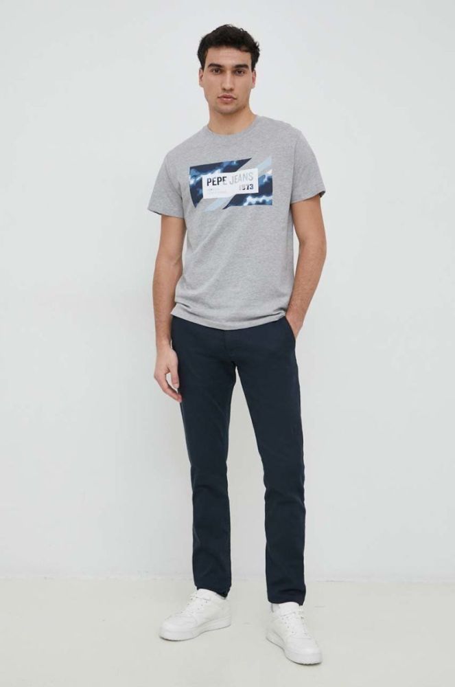 Штани Pepe Jeans James чоловічі колір синій облягаюче фото 2