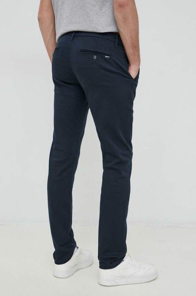 Штани Pepe Jeans James чоловічі колір синій облягаюче фото 3