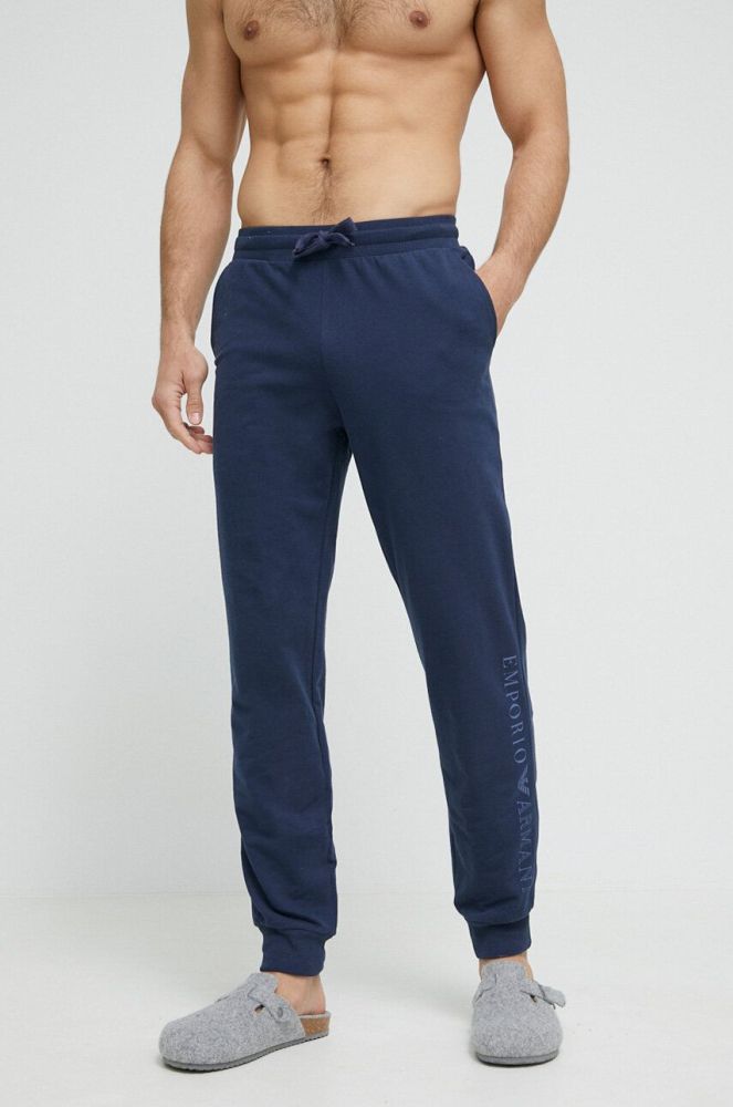 Бавовняні штани лаунж Emporio Armani Underwear колір синій з принтом