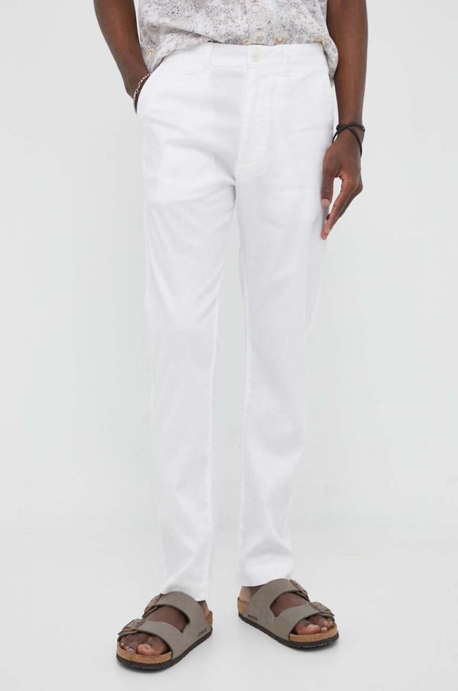 Льняні штани Drykorn Krew_2 колір білий прямі