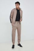 Спортивні штани Emporio Armani чоловічі колір бежевий з аплікацією