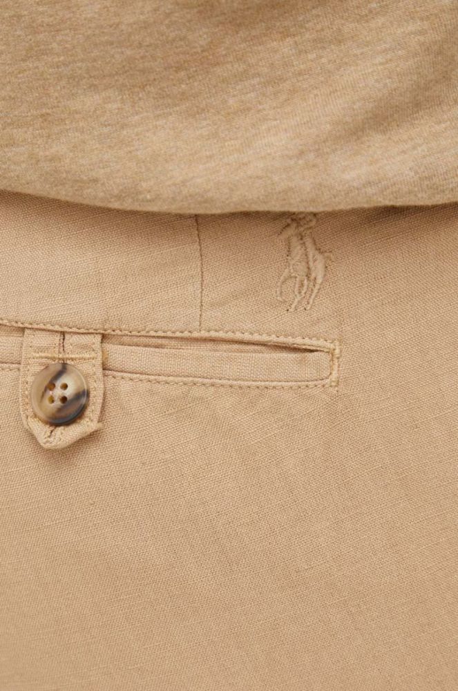 Льняні штани Polo Ralph Lauren чоловічі колір бежевий пряме (3256705) фото 4