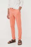 Штани з домішкою льону Tommy Hilfiger колір помаранчевий фасон chinos
