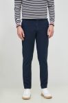 Штани з домішкою льону Tommy Hilfiger колір синій фасон chinos