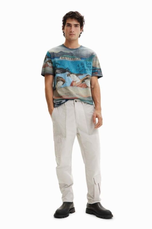 Штани Desigual чоловічі колір бежевий фасон cargo фото 2