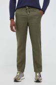 Льняні штани United Colors of Benetton колір зелений фасон chinos Льняні штани United Colors of Benetton колір зелений фасон chinos