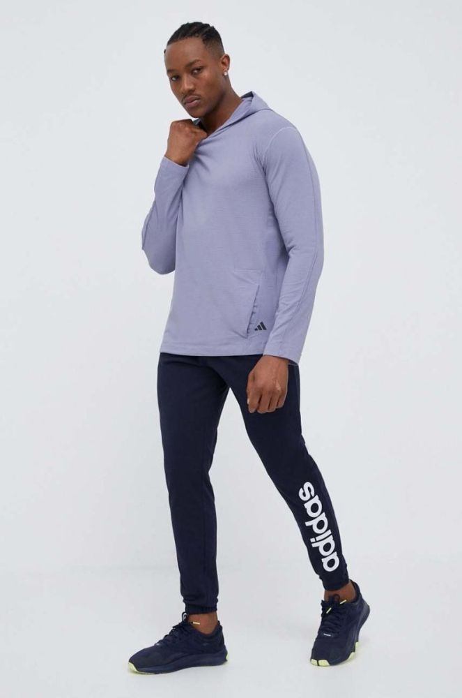 Штани для тренувань adidas Essentials колір синій з принтом фото 2