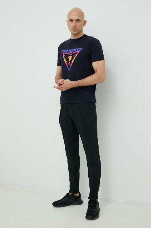 Штани для тренувань adidas Чоловічі колір чорний однотонні фото 2