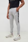 Бавовняні спортивні штани adidas колір сірий з принтом