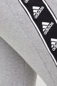 Бавовняні спортивні штани adidas колір сірий з принтом