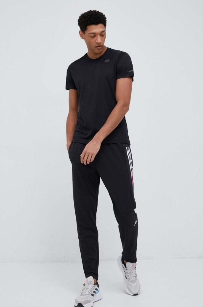 Штани для бігу adidas Performance Run Icons колір чорний з принтом фото 2